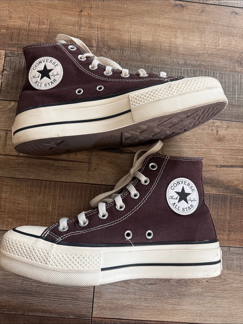 Converse High Top Platform Sneakers - Burgundy & White - Picture 3 of 3